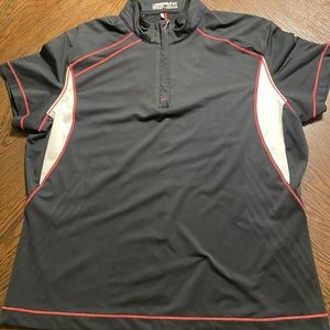 NIKE Women's Athletic Dri Fit Shirt | Black & Pink & White 1/4 Zip | Size XLarge
